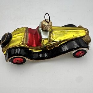 Kurt S. Adler Polonaise Collection Hand Made Holiday Ornament Old Car Gold Red